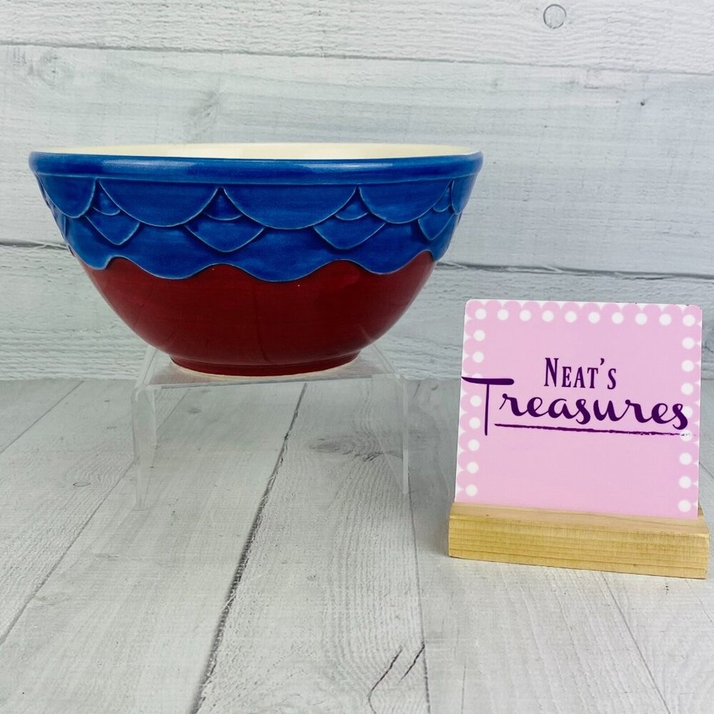 MCM Treasure Craft SEVILLE Cobalt Blue Maroon Red Pottery Serving Mixing Bowl